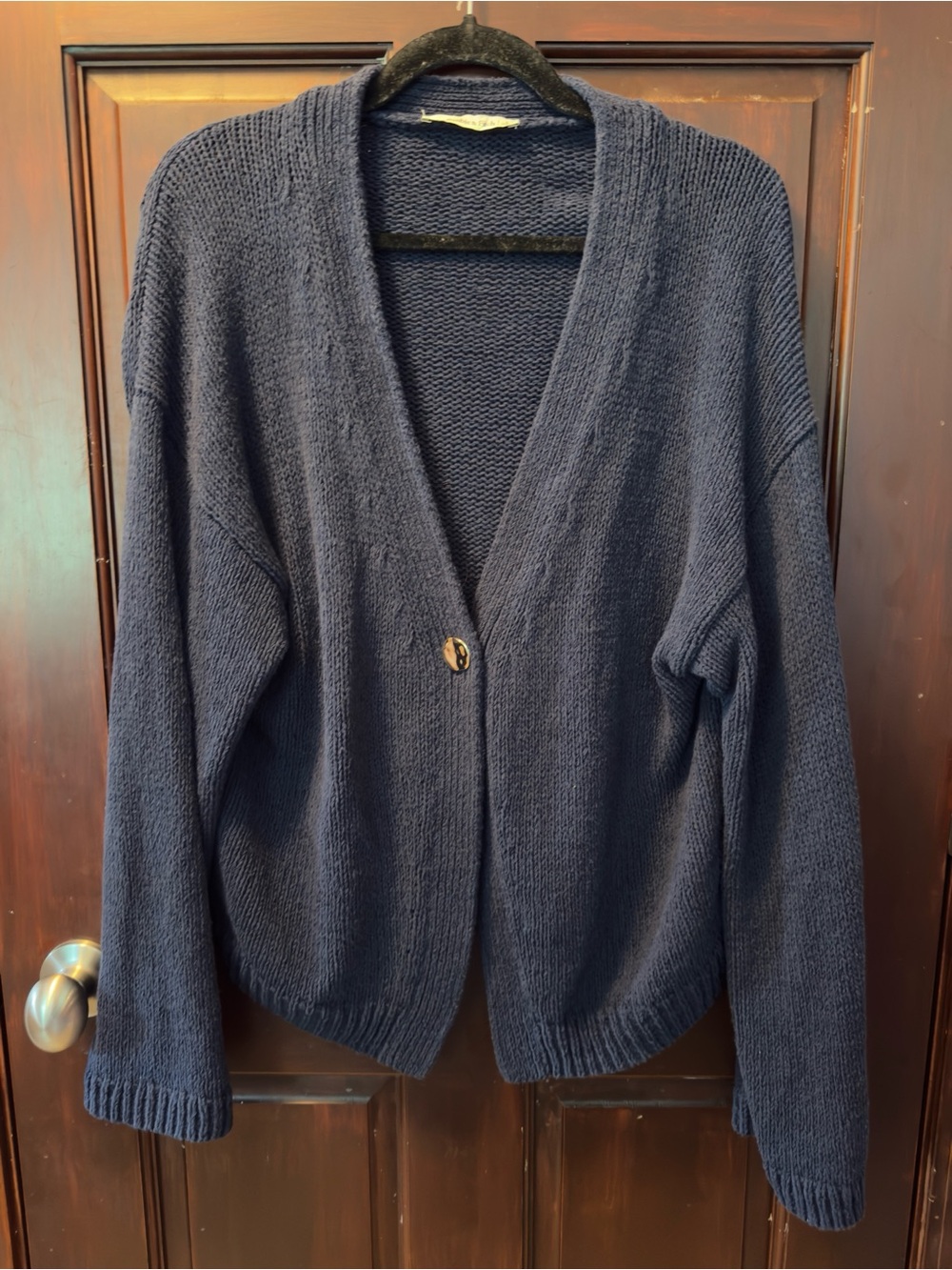 Abercrombie & Fitch Navy Single-Button V-Neck Knit Cardigan